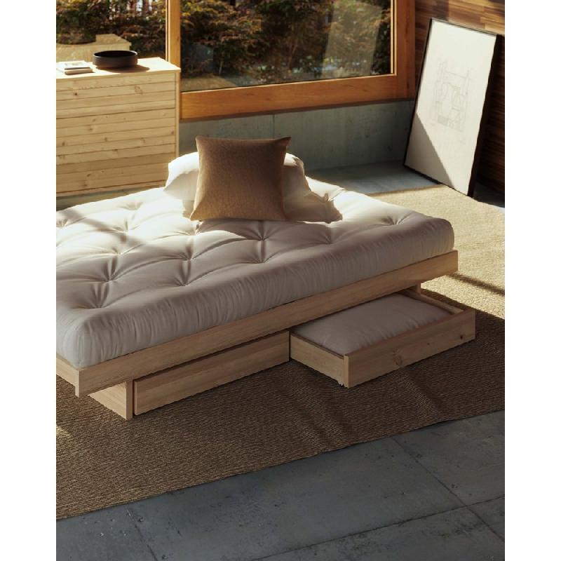 Lit futon Kanso Bed en pin naturel - couchage 180 x 200 cm avec 4 tiroirs - design élégant et spacieux_5