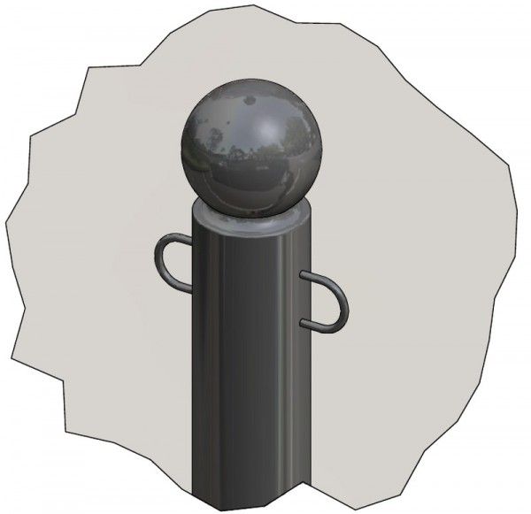 10161-91 - Potelets fixes sur platine - Hauteur hors-sol : 1,00m - Boule Ø90mm - Corps Ø76mm_5