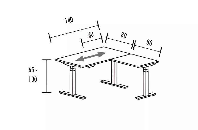 Bureau individuel avec retour réglable en hauteur à 3 moteurs So Baza_5