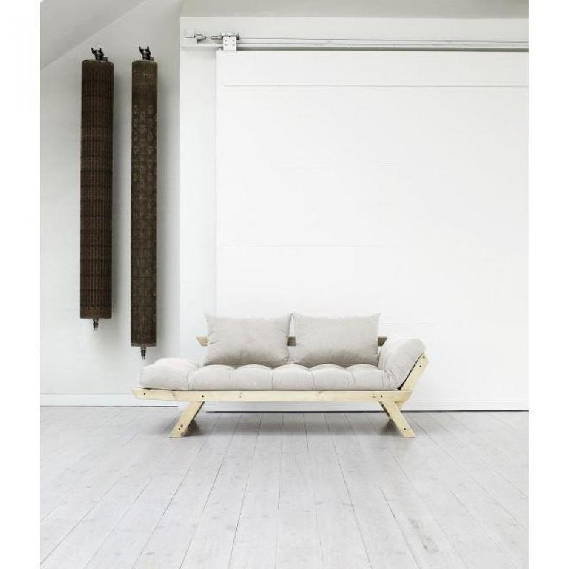 Banquette méridienne futon BEBOP en pin naturel - Coloris naturel - Couchage 75 x 200 cm - Convertible et design moderne_5