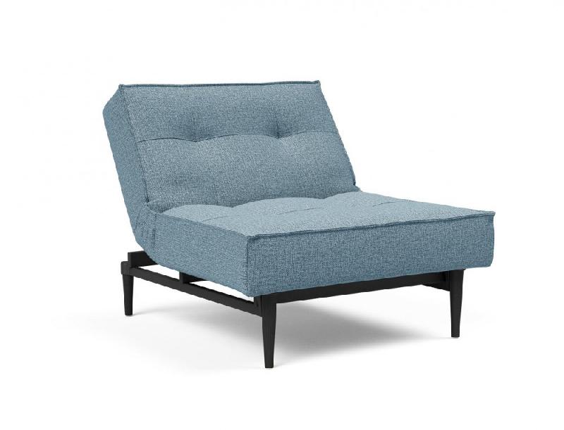 Innovation Living - Fauteuil-lit convertible Splitback Styletto 90x115 cm - Pieds fuseau noir - Tissu Mixed Dance Light Blue_5