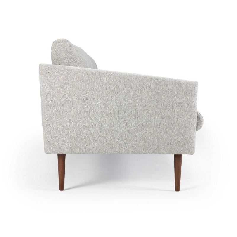 Canapé 3 places design scandinave Anton - tissu tweed sable - dossier capitonné et piétement en chêne_5