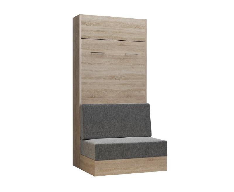 Composition angle lit escamotable chêne Dynamo Sofa - Canapé intégré gris - 90x200 cm - 301x100 cm_5