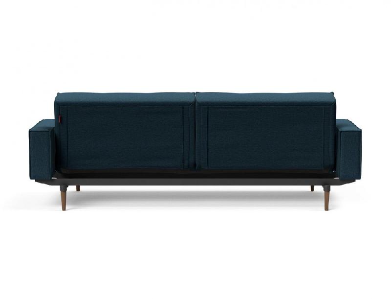 Canapé convertible Splitback Styletto avec accoudoirs - pieds fuseau chêne noyer - tissu Argus Navy Blue - couchage 115x210 cm_5