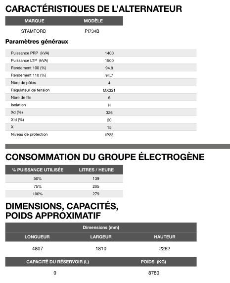 AT-1410 50 Hz triphasé - Groupe électrogène en container Inmesol - 1.409,8 kVA - automatique de secours_5