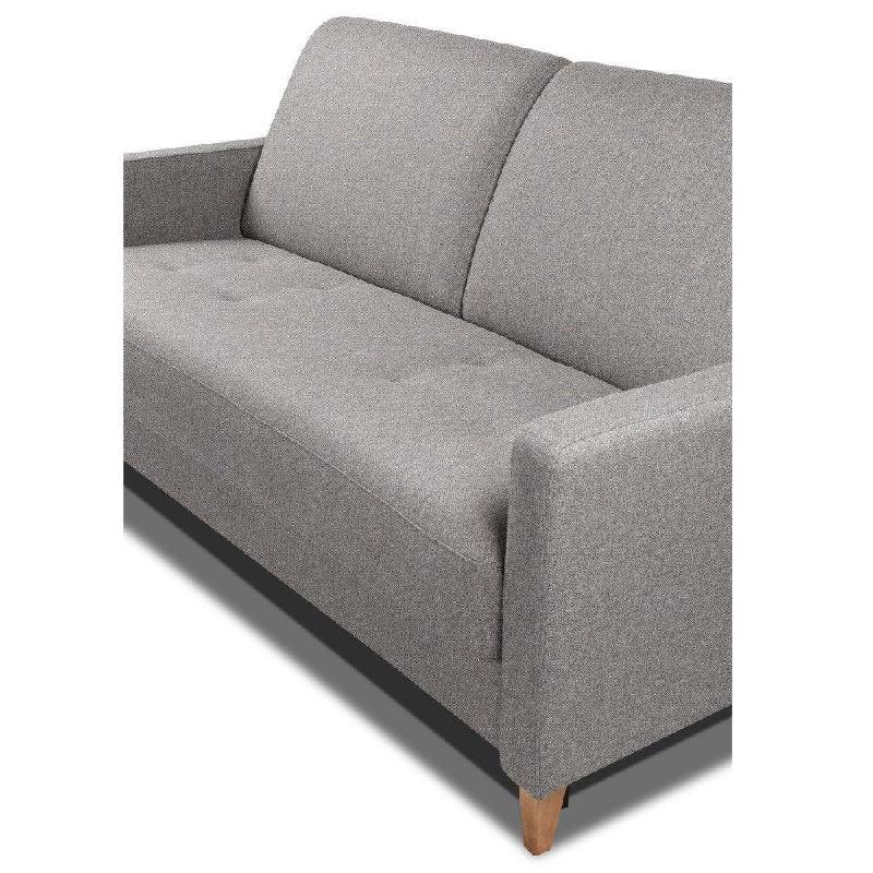 Canapé convertible OGGETTO - Matelas 16 cm - Système express - Sommier à lattes 160 cm - Tweed gris clair - Renatonisi_5