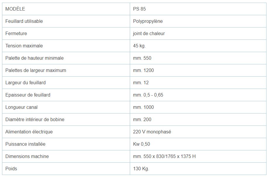 Ps 85 - machine semi-automatique latérale pour cerclage de palettes - Ferplast - poids 130 kg_5