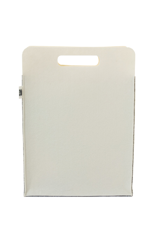 Sac à provisions en feutre RPET personnalisable - Impression quadri sur le devant et le dos - Avec poignées découpées, soufflet et étiquette RPET_5