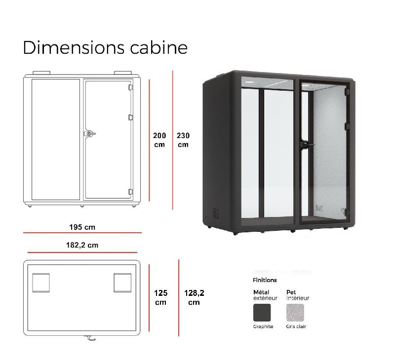 Cabine acoustique 2 personnes Domus M - Mobel Linea - Gris anthracite , Gris_5