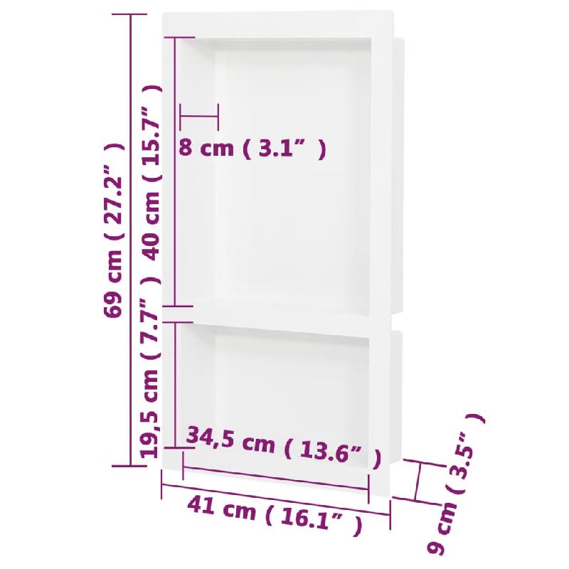 Vidaxl niche de douche avec 2 compartiments blanc brillant 41x69x9 cm 151398_5
