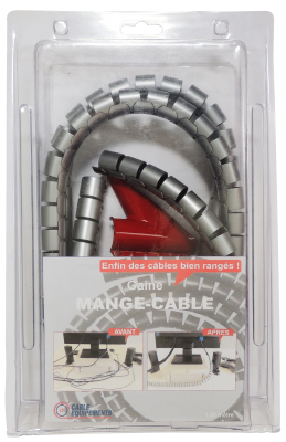 Gaine mange-câble pour bureautique - diamètre 20mm - coloris argent ou noir - rouleau 1,50 m_5