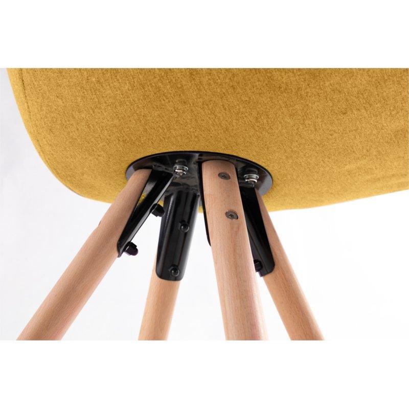 Lot de 2 chaises Sylvain - tissu jaune, pieds hêtre naturel, structure bois et métal_5