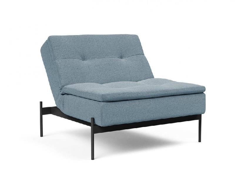 Fauteuil lit design convertible DUBLEXO Lauge Soft Indigo - 90x115 cm - Pieds métal noir - INNOVATION LIVING_5