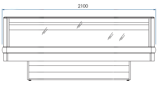 Bac réfrigéré panoramique 2m10 EUROVISION - 4 faces vitrées, éclairage LED, froid positif, 418 L, COF_5