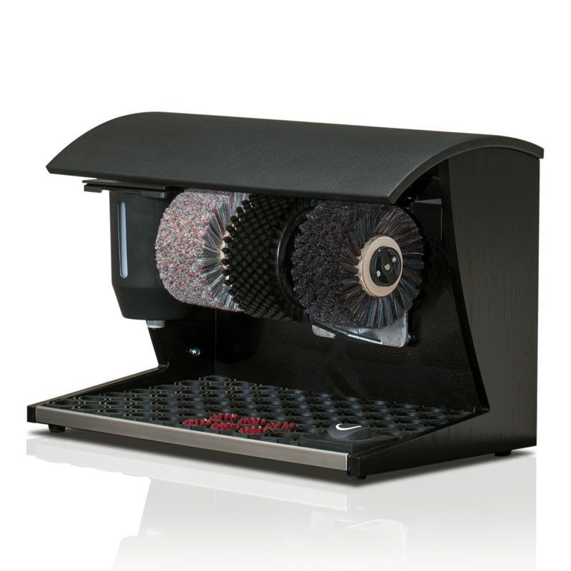 Cireuse à chaussures Nature - Design en bois véritable - Brosse en crin de cheval et distributeur de cirage 0,75L_5