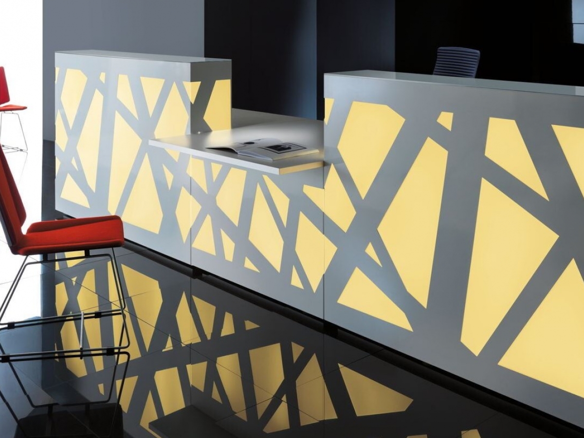 Banque d'accueil rétro-éclairée ZIG ZAG - design innovant avec LED programmable et modules PMR_5