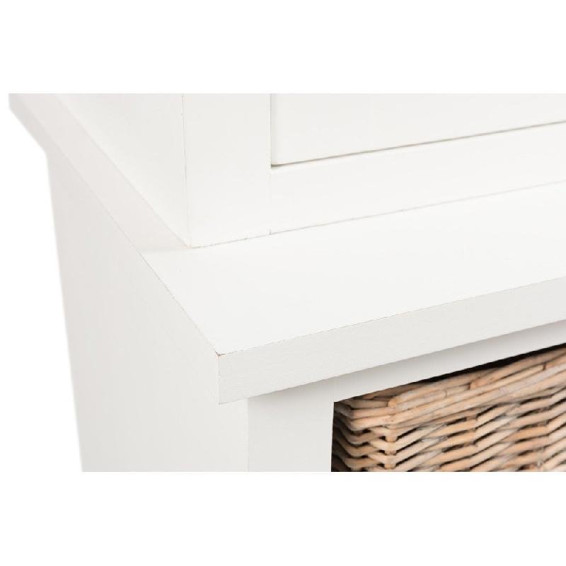 Buffet en bois et verre blanc - Softy - Style campagne chic avec cannage et paniers naturels_5