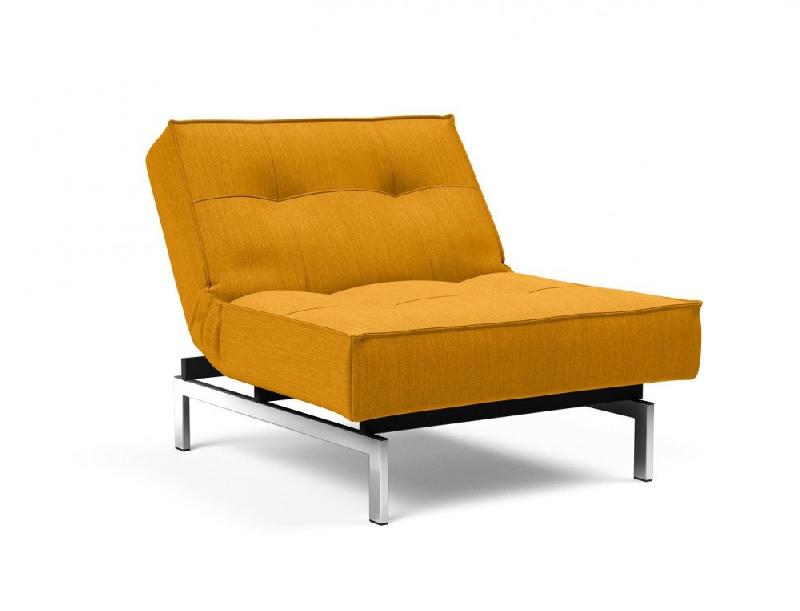 Fauteuil design convertible Splitback Chrome - 90*115 cm - Tissu Elegance Burned Curry - Innovation Living_5