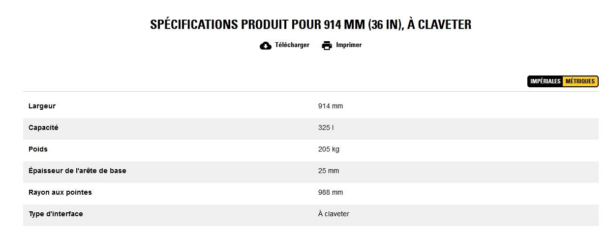 Godet d'excavation extra-robuste - caterpillar finance france - 914 mm (36 in), à claveter - poids 205 kg_5
