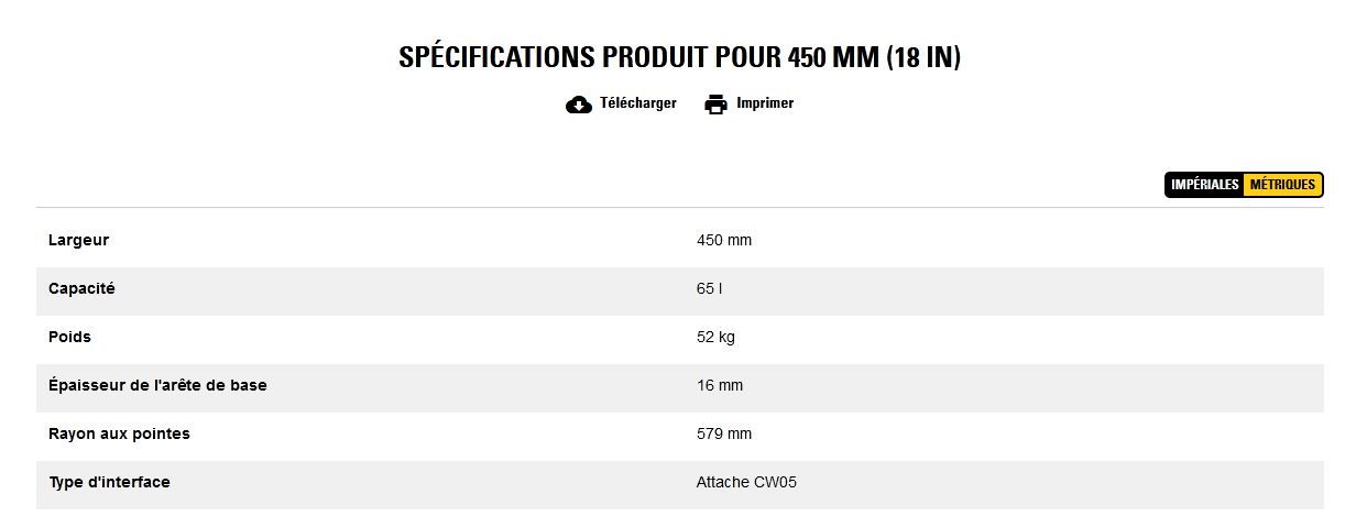 Godet d'excavation-mini-pelle - caterpillar finance france - 450 mm (18 in) - poids 52 kg_5