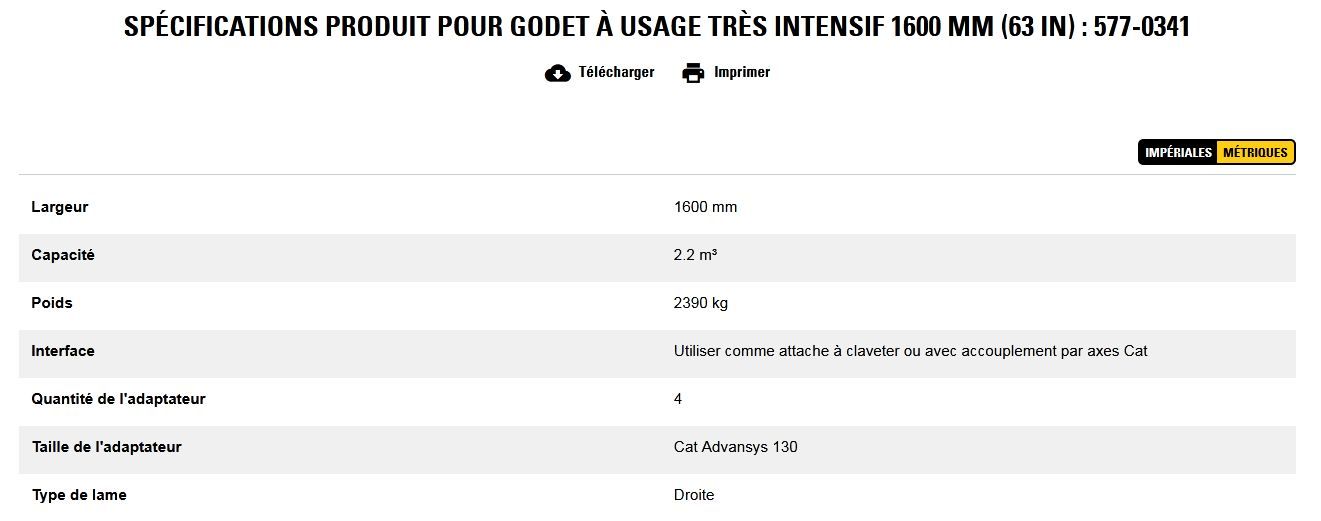 577-0341 godet d'excavation à usage très intensif - caterpillar finance france - 1600 mm (63 in) - capacité 2.2 m³_5