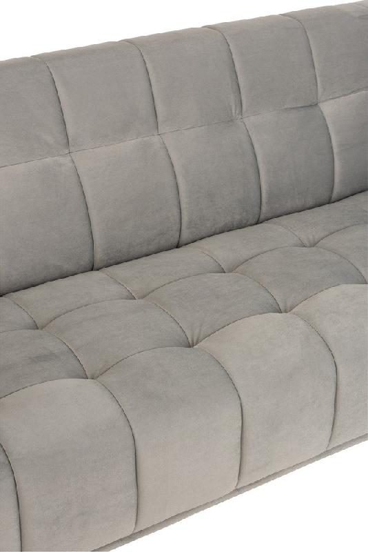 Canapé lounge Marianah gris clair - Structure bois - Revêtement velours capitonné - L207 x H78 x P82 cm_5