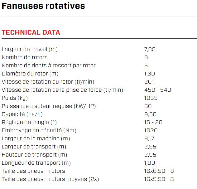 Spider 815/8 faneuse rotative à 8 rotors - sip - largeur de travail 7,85 m_5