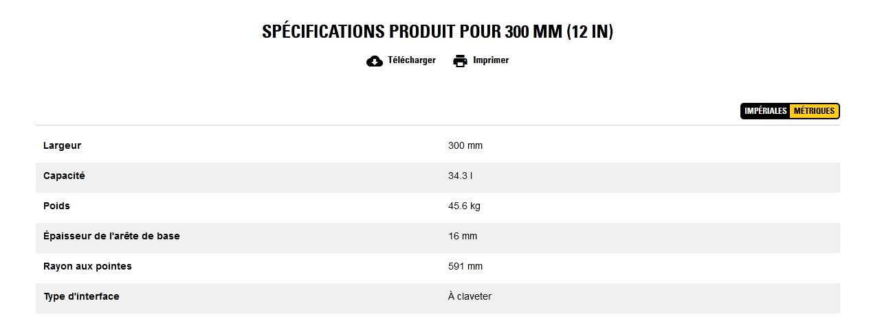 Godet d'excavation-mini-pelle - caterpillar finance france - 300 mm (12 in) - poids 45.6 kg_5