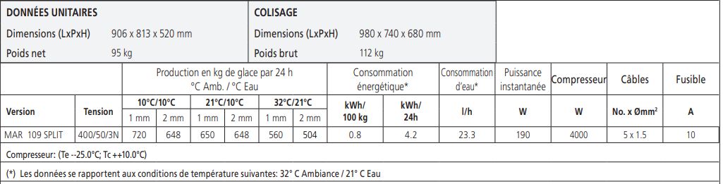 Mar 109 split co2 machine à glace en écailles sans groupe - scodif scotsman - 820kg/24 h_5