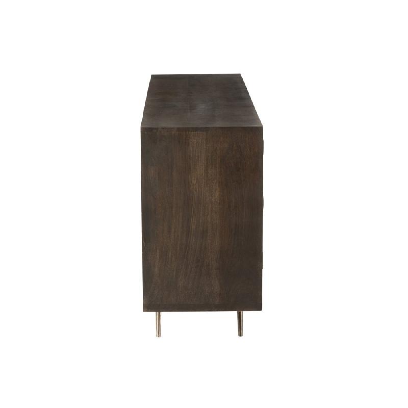 Buffet ethnique Wata - 6 tiroirs en bois de manguier marron avec motifs sculptés_5