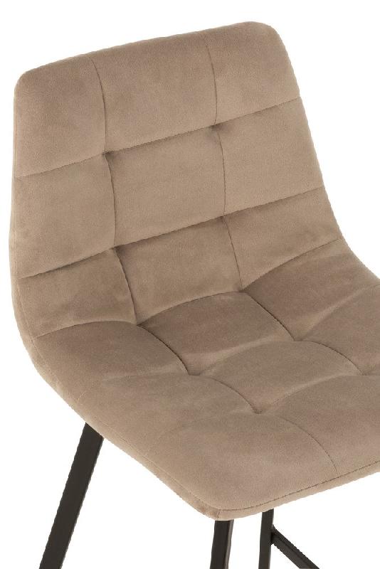 Chaise de bar Milena beige en métal et velours - design tendance et confort optimal_5