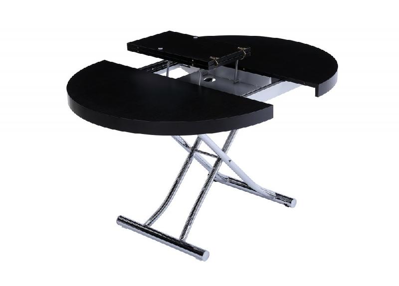 Table basse ronde relevable et extensible SATURNA - Bois noir - Diamètre 105 cm, extensible à 135 cm_5