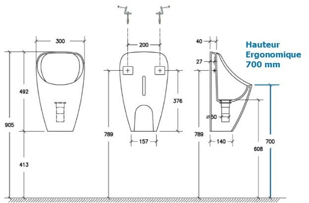 Urinoir sans eau en céramique - USE 1000 - écologique, économique et design contemporain_5