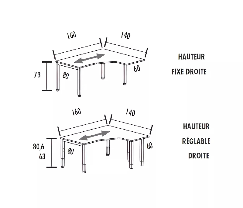 Bureau d'angle compact - hauteur fixe ou réglable - So Vera_5