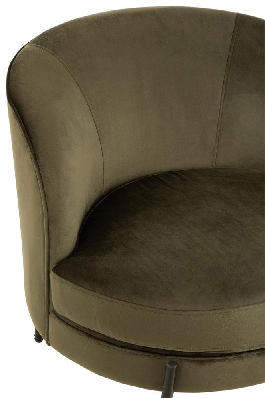 Fauteuil DULZURA - Structure en bois et revêtement textile vert - Dimensions 71x66x67 cm_5