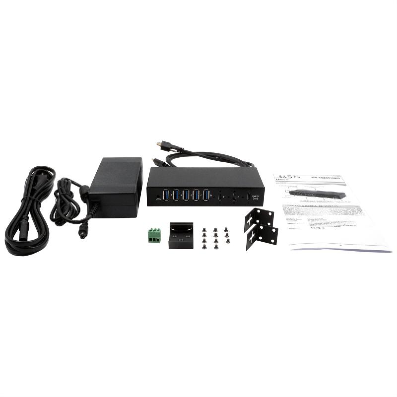 EXSYS EX-12297HMS HUB métallique 7 ports USB 3.2 Gen 2x1, 2x USB-C et 5x USB-A 3.2 Gen 1, pour table, mur et rail DIN_5