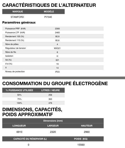 AT-2460 60 Hz triphasé - Groupe électrogène en container Inmesol - 2.465,0 kVA - Moteur MTU et alternateur Stamford_5