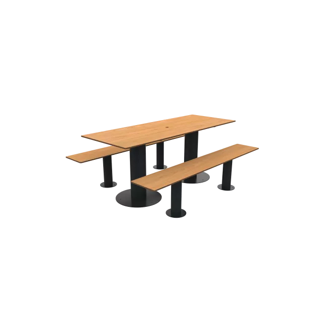 Table pique-nique MOKA 8 places avec bancs et trou de parasol_5
