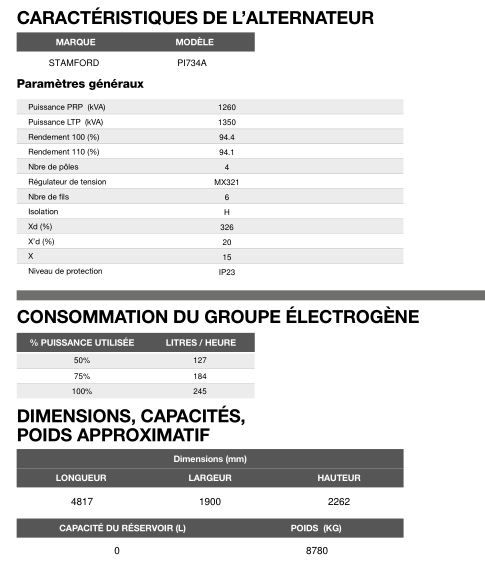 AT-1350 50 Hz triphasé - Groupe électrogène en container Inmesol 1.350,0 kVA avec moteur MTU et alternateur Stamford_5