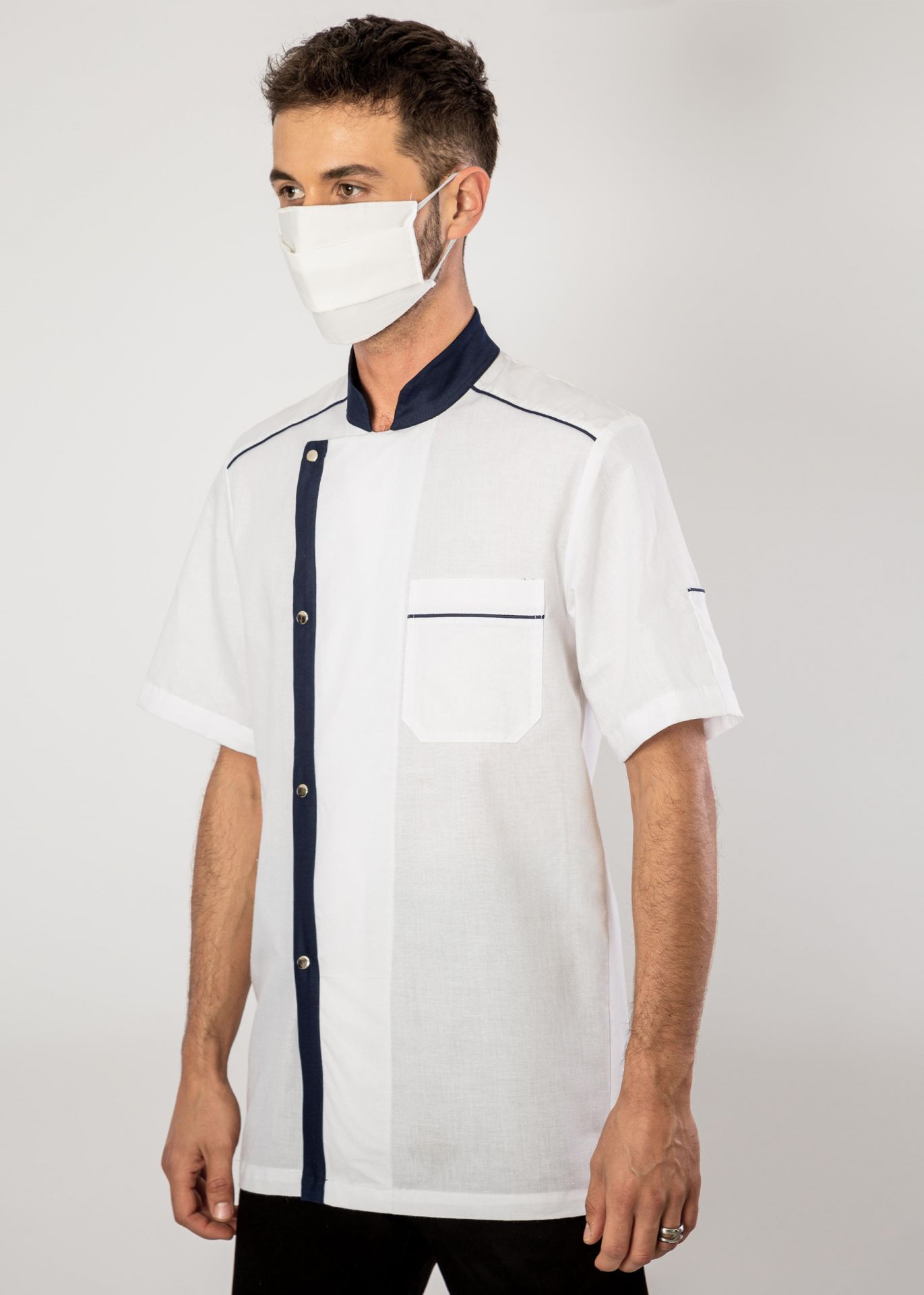 Veste de cuisine mixte - modèle Cagnes - manches courtes ou longues - personnalisable - Made in France_0