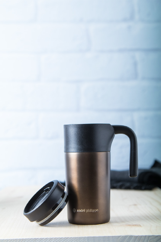 Mug thermos en inox - 330 ml - ouverture par glissière et poignée - livré en boîte cadeau noire_5