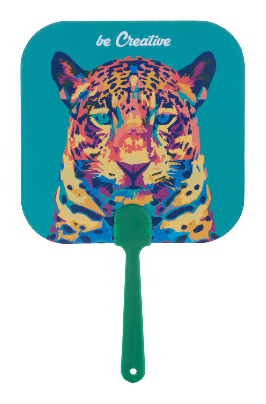 Éventail sur-mesure - poignée en plastique et papier stratifié - impression logo recto-verso_5