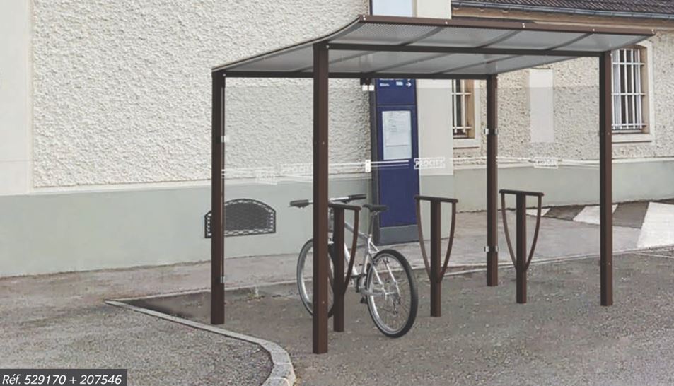 Abri vélos MODULO - simple et soigné avec toiture légèrement courbée, pose par scellement_5