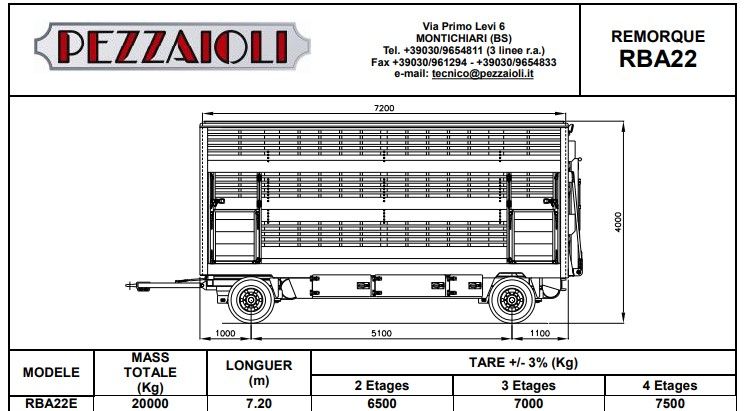Remorque à niveaux hydrauliques avec réservoir de 250 l pour abreuvage