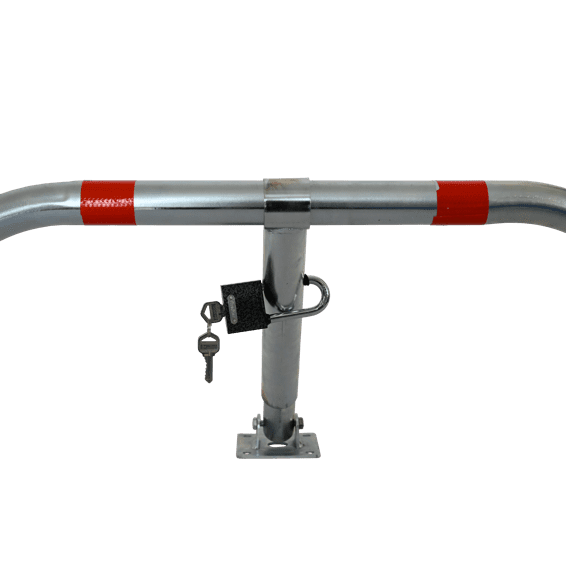 Arceau de parking SPM1 ECO V2 - Tube acier galvanisé Ø 45 mm avec deux bandes rouges, cadenas renforcé et 12 points d'ancrage_5