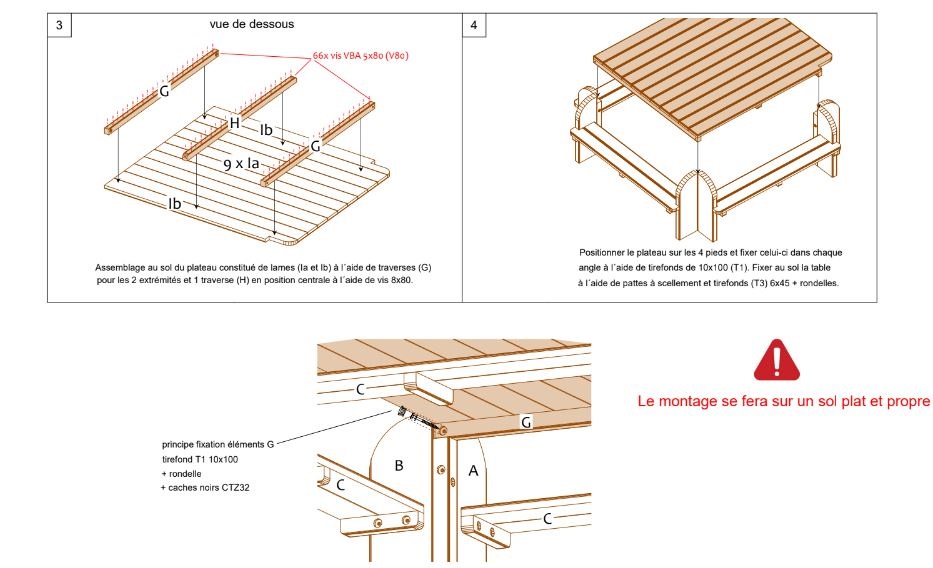 Table Elite Carrée PMR - Réf: EC230 PMR - 2,30m x 2,30m x 0,75m - Piétement bois - Livrée en KIT_5