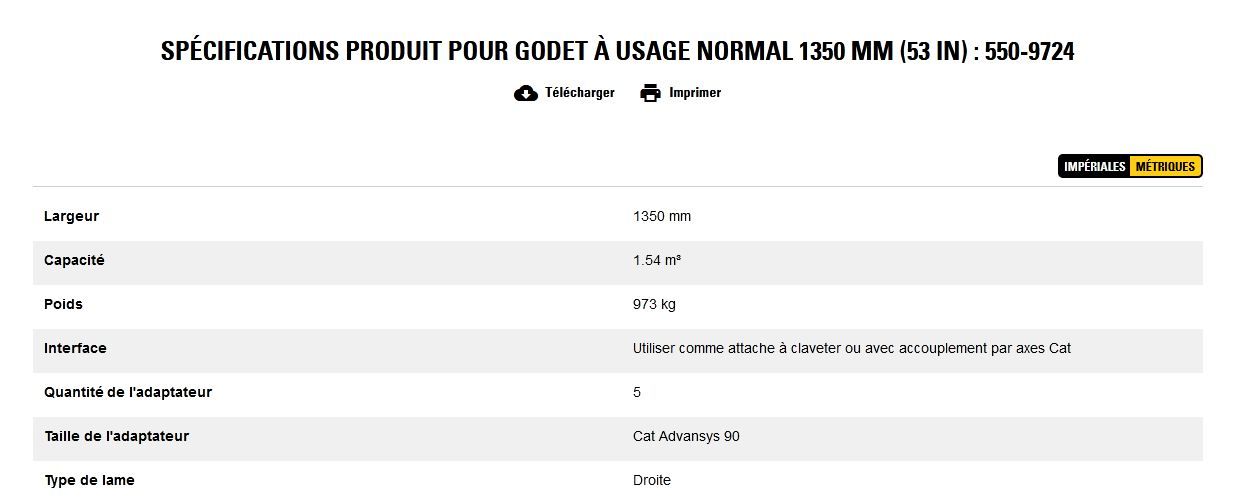 550-9724 godet d'excavation à usage normal - caterpillar finance france - 1350 mm (53 in) - capacité 1.54 m³_5