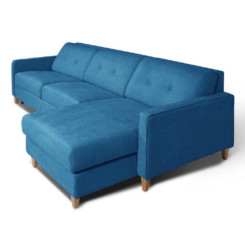 Canapé d'angle norway - matelas 16 cm - ouverture express - sommier lattes Renatonisi - tweed bleu azur_5