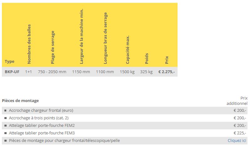Bkp-uf - pince à balle pour balles cubiques enrubannées - Wifo - capacité max. 1500 kg - poids 325 kg_5