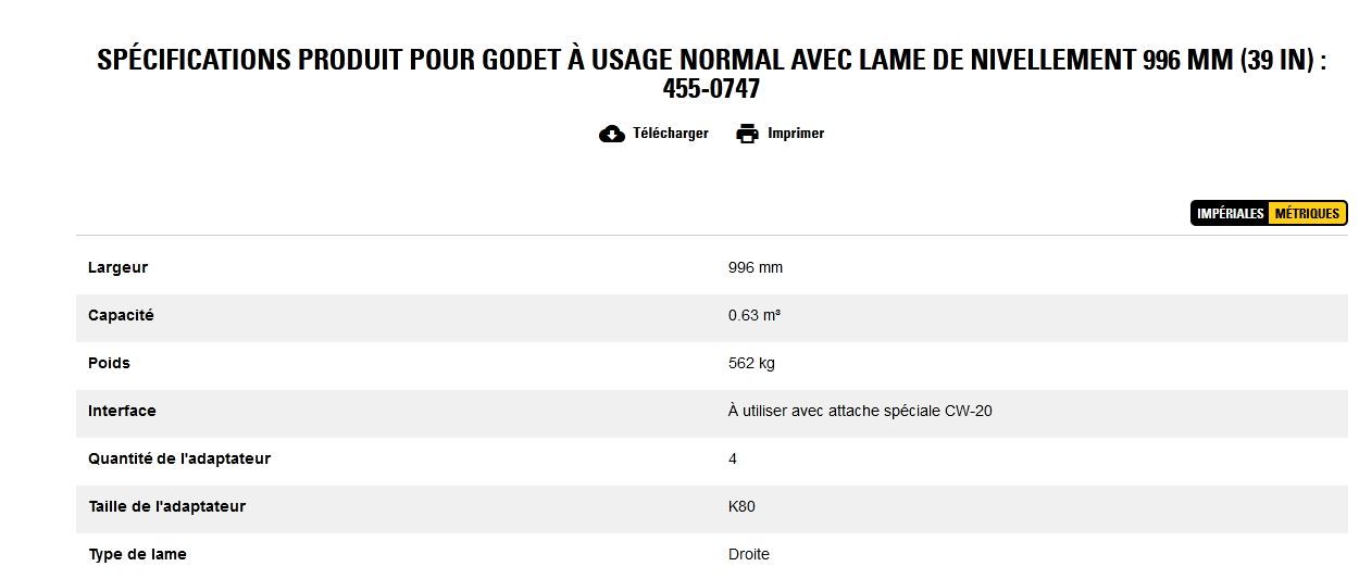 455-0747 godet d'excavation à usage normal avec lame de nivellement - caterpillar finance france - 996 mm (39 in) - poids 562 kg_5